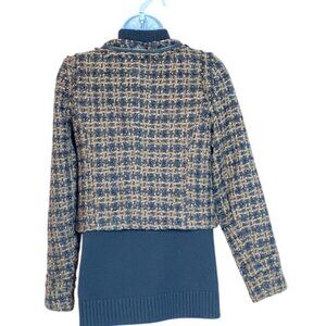 Ruby Rose Brown & Black Tweed Cropped Jacket With Zipper & Raw Edge Detail